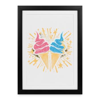 Look de dessin animé de crème glacée - Affiche encadrée (27 × 37 cm) - noir - Devant