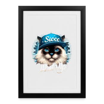 Holy Birman Cat Birman Cat What's Up Geschen - Framed poster (27 × 37 cm) - black - Front
