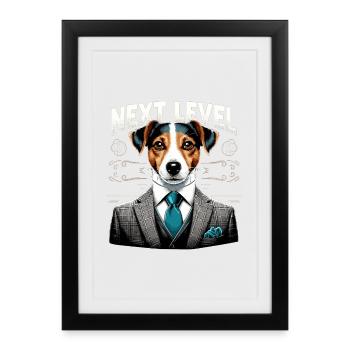 Jack Russell Terrier Suit Next Level Gift - Framed poster (27 × 37 cm) - black - Front