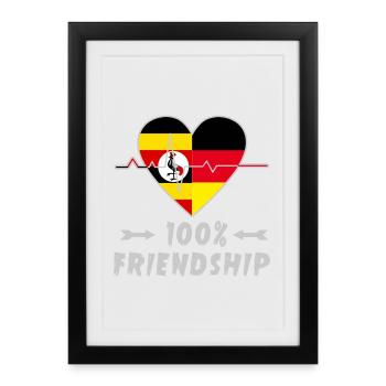 L'Ouganda et l'Allemagne : amitié à 100 % - Affiche encadrée (27 × 37 cm) - noir - Devant