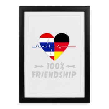 100 % amitié entre la Thaïlande et l'Allemagne - Affiche encadrée (27 × 37 cm) - noir - Devant