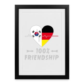 100 % amitié entre la Corée du Sud et l'Allemagne - Affiche encadrée (27 × 37 cm) - noir - Devant