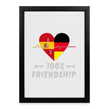 L'Espagne et l'Allemagne : amitié à 100 % - Affiche encadrée (27 × 37 cm) - noir - Devant