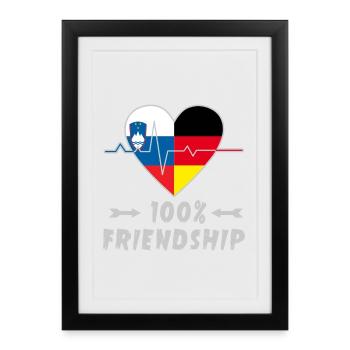 100 % amitié entre la Slovénie et l'Allemagne - Affiche encadrée (27 × 37 cm) - noir - Devant