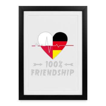 100 % amitié entre la Pologne et l'Allemagne - Affiche encadrée (27 × 37 cm) - noir - Devant
