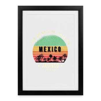 Motif du désert de cactus de Jalisco Mexico - Affiche encadrée (27 × 37 cm) - noir - Devant