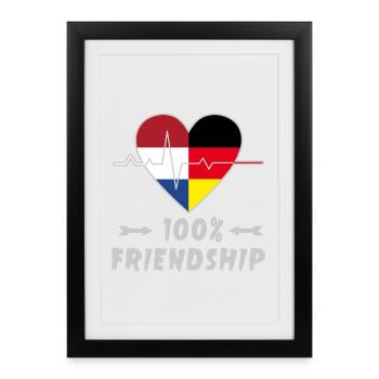 100 % amitié entre les Pays-Bas et l'Allemagne - Affiche encadrée (27 × 37 cm) - noir - Devant