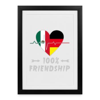 100 % amitié entre le Mexique et l'Allemagne - Affiche encadrée (27 × 37 cm) - noir - Devant