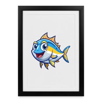 Tuna Cute Cartoon Character Kawaii Clipart - Framed poster (27 × 37 cm) - black - Front