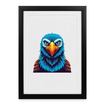 Albatross coloré Kawaii dessin animé Personnage Animal de compagnie - Affiche encadrée (27 × 37 cm) - noir - Devant