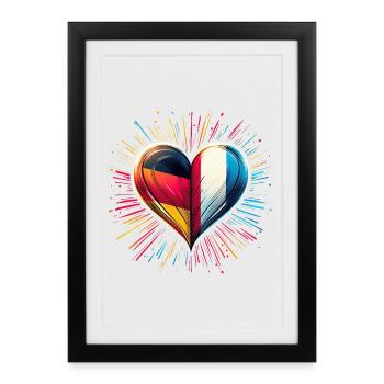 L’Allemagne aime la France, l’amitié franco-allemande - Affiche encadrée (27 × 37 cm) - noir - Devant
