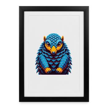 Pangolin Colorful Kawaii Cartoon Character Clipart - Framed poster (27 × 37 cm) - black - Front