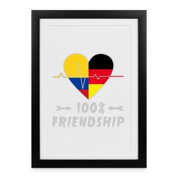 La Colombie et l'Allemagne : amitié à 100 % - Affiche encadrée (27 × 37 cm) - noir - Devant