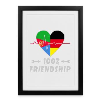 Eritrea und Deutschland 100% Freundschaft - Gerahmtes Poster (27 × 37 cm) - Schwarz - Vorne
