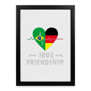 100 % amitié entre le Brésil et l'Allemagne - Affiche encadrée (27 × 37 cm) - noir - Devant