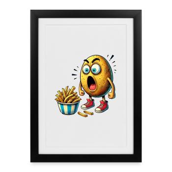 Design amusant de pommes de terre frites - Affiche encadrée (27 × 37 cm) - noir - Devant