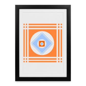 Geometric play of colours in a square - Framed poster (27 × 37 cm) - black - Front