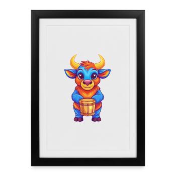 Bongo Colorful Kawaii Cartoon Character Clipart - Framed poster (27 × 37 cm) - black - Front