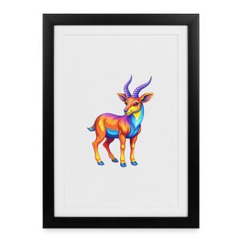 antilope coloré kawaii dessin animé personnage clipart - Affiche encadrée (27 × 37 cm) - noir - Devant