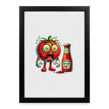 Motif amusant de tomates et de ketchup - Affiche encadrée (27 × 37 cm) - noir - Devant