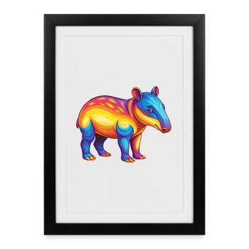 Tapir Colorful Kawaii Cartoon Character Clipart - Framed poster (27 × 37 cm) - black - Front