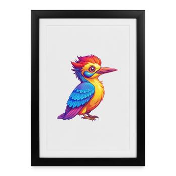 Pic Personnage De Dessin Animé Kawaii Coloré - Affiche encadrée (27 × 37 cm) - noir - Devant