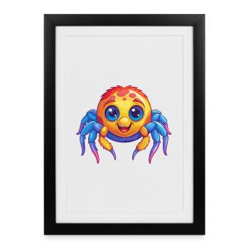 Spider Colorful Kawaii Cartoon Character Clipart - Framed poster (27 × 37 cm) - black - Front