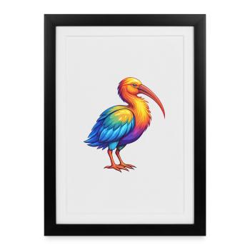 ibis coloré kawaii dessin animé personnage clipart - Affiche encadrée (27 × 37 cm) - noir - Devant