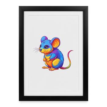 mouse Colorful Kawaii Cartoon Character Clipart - Framed poster (27 × 37 cm) - black - Front