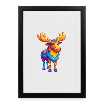 orignal coloré Kawaii personnage de dessin animé Clipart - Affiche encadrée (27 × 37 cm) - noir - Devant