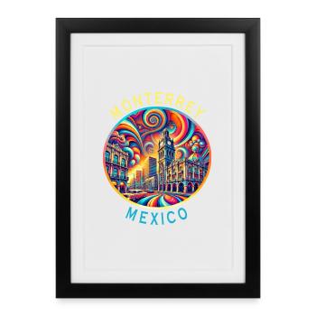Monterrey Mexico cities art design - Framed poster (27 × 37 cm) - black - Front