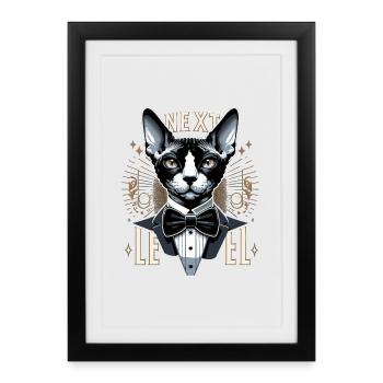 Cornish Rex Suit Next Level Cat Gift - Framed poster (27 × 37 cm) - black - Front