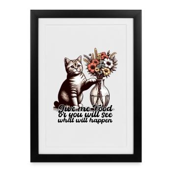 BKH Britisch Kurzhaar Katze Vase umkippen Geschenk - Gerahmtes Poster (27 × 37 cm) - Schwarz - Vorne