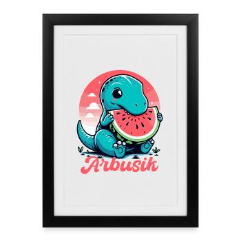 Cute T-Rex Watermelon Arbusik Gift - Framed poster (27 × 37 cm) - black - Front
