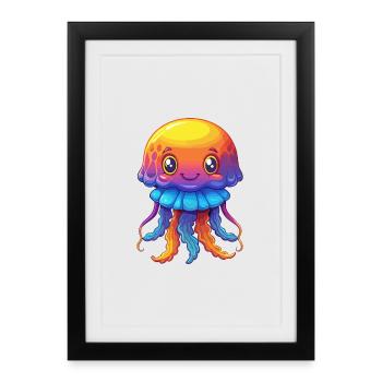 Homme portugais O Guerre Coloré Kawaii Dessin animé - Affiche encadrée (27 × 37 cm) - noir - Devant