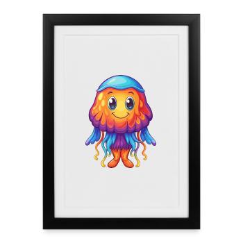 Peigne Jelly Coloré Kawaii Dessin animé Animal marin - Affiche encadrée (27 × 37 cm) - noir - Devant