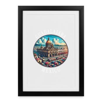 Guadalajara Mexiko Reise Design - Gerahmtes Poster (27 × 37 cm) - Schwarz - Vorne