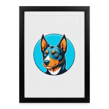 Chien Kelpie Australien Mignon Kawaii Dessin Animé Logo Pour Animaux De Compagnie - Affiche encadrée (27 × 37 cm) - noir - Devant