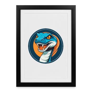Anaconda Cute Kawaii Cartoon Animal Pet Logo - Framed poster (27 × 37 cm) - black - Front