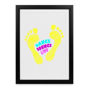 Dance Bounce Live pieds nus jaune fluo - Affiche encadrée (27 × 37 cm) - noir - Devant