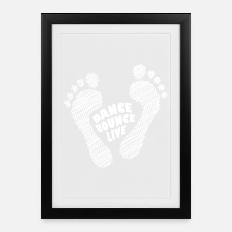 Dance Bounce Live pieds nus naturels coureurs blanc - Affiche encadrée (27 × 37 cm) - noir
