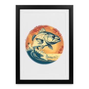 Illustration de poisson - Affiche encadrée (27 × 37 cm) - noir - Devant