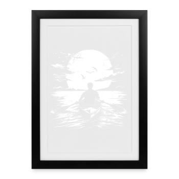 Rower Drawing - Framed poster (27 × 37 cm) - black - Front