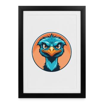 Emu Cute Kawaii Cartoon Clipart Animal Pet Logo - Framed poster (27 × 37 cm) - black - Front