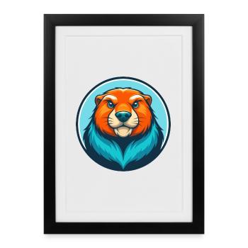 Marmot Cute Kawaii Cartoon Clipart Animal Pet Logo - Framed poster (27 × 37 cm) - black - Front