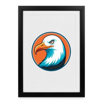 Seagull Cute Funny Kawaii Cartoon Animal Pet Logo - Framed poster (27 × 37 cm) - black - Front