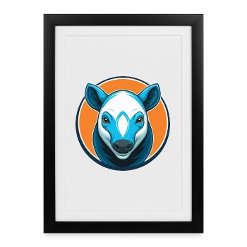 Tapir Cute Kawaii Cartoon Clipart Animal Pet Logo - Framed poster (27 × 37 cm) - black - Front