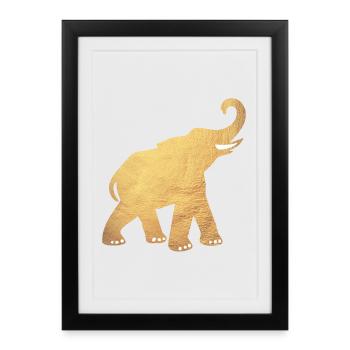 Yoga Éléphant Inde Or Luxe Médiation Énergie - Affiche encadrée (27 × 37 cm) - noir - Devant