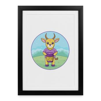 Bongo Cute Kawaii Cartoon Clipart Animal Pet - Framed poster (27 × 37 cm) - black - Front