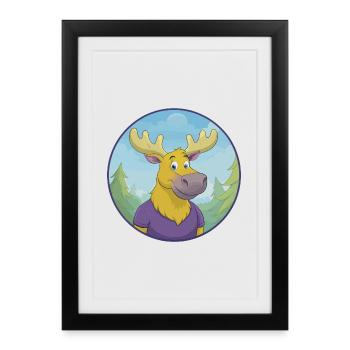 orignal mignon kawaii dessin animé clipart animal de compagnie - Affiche encadrée (27 × 37 cm) - noir - Devant